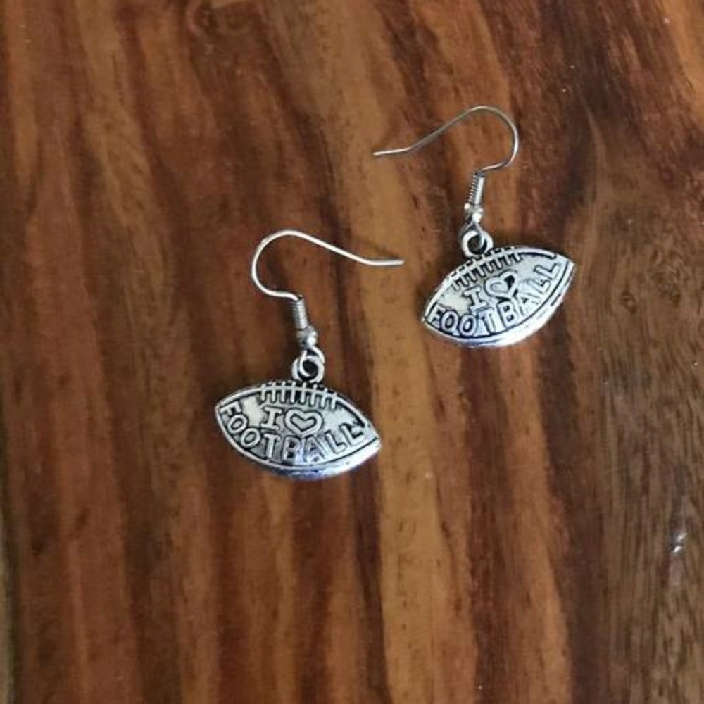 Handmade I Love Football Earrings